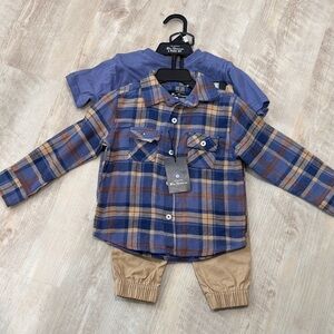 Ben Sherman Blue and Tan Kids Matching Set